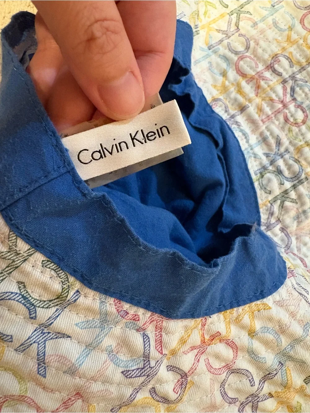 Calvin Klein Navy Blue Bucket Hat with Logo Plaque